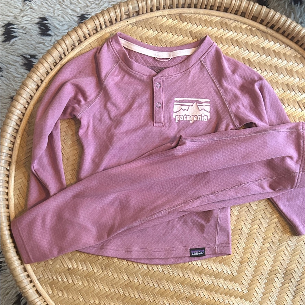 Patagonia Kids Long Sleeve Capilene Base Set Shirt pants sz 3t Pink